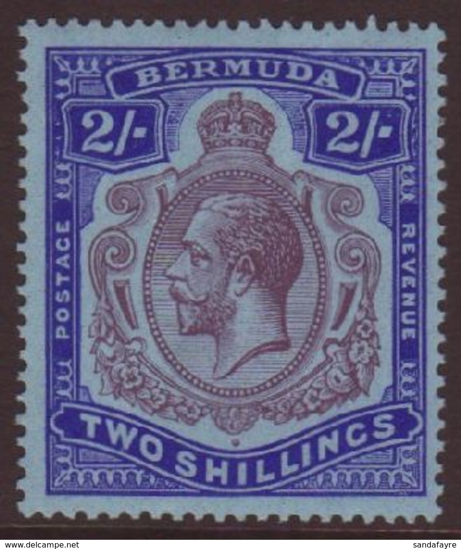1924-32 2s Purple And Bright Blue With Variety BROKEN CROWN AND SCROLL, SG 88b, Very Fine Mint. For More Images, Please  - Bermuda