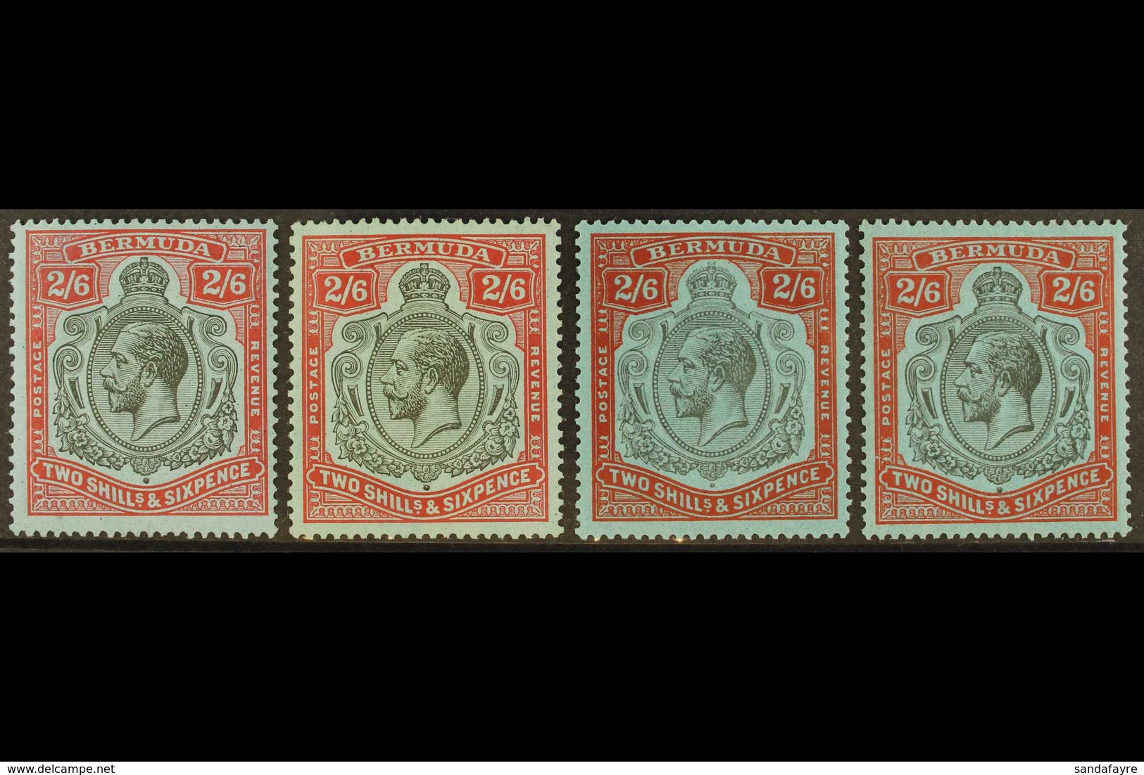 1924-32 2s.6d, SG 89 Group, Four Different Shades, Very Fine Mint. (4) For More Images, Please Visit Http://www.sandafay - Bermuda