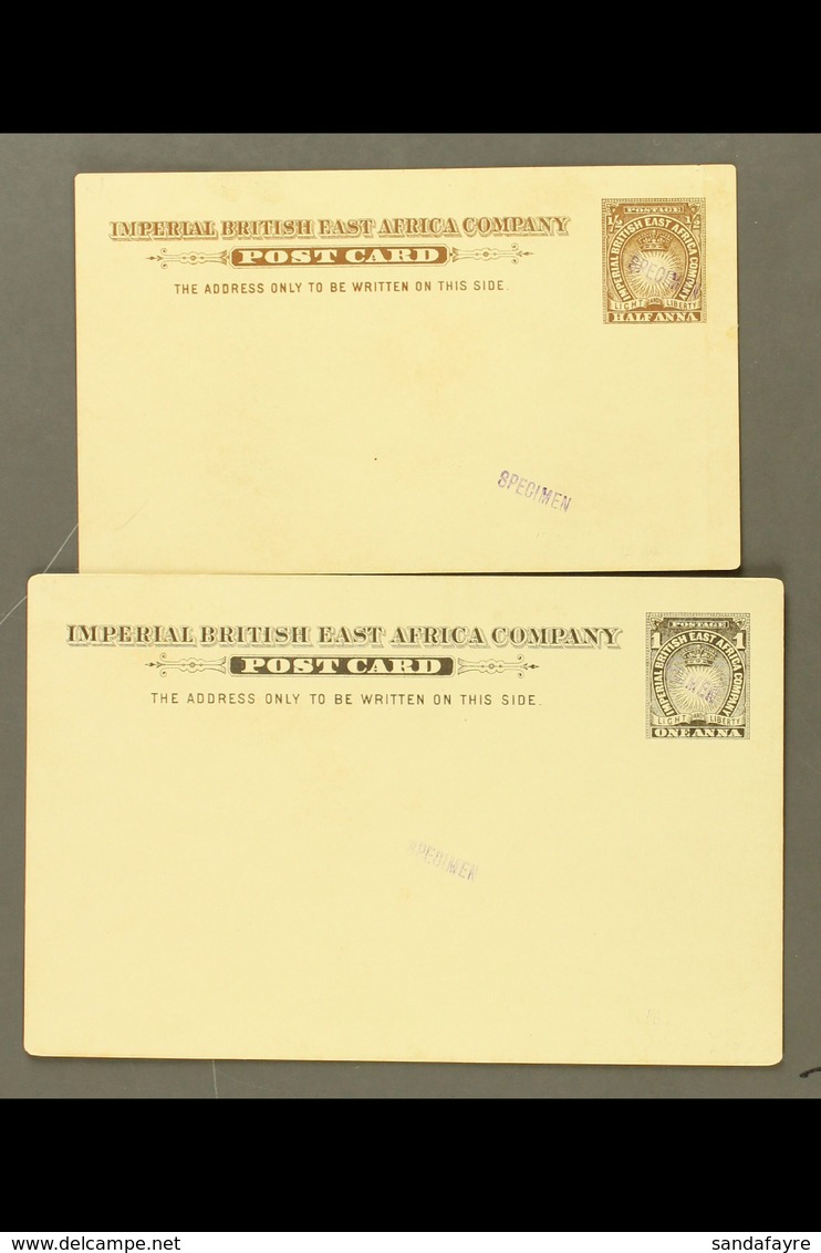 1893 Stationery Postcards ½a And 1a Each With Violet "SPECIMEN" Handstamps, Minor Faults To ½a. (2 Cards) For More Image - Africa Orientale Britannica