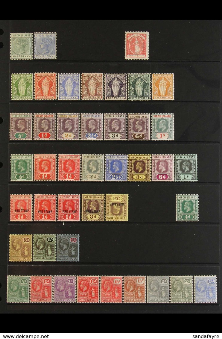 1883-1952 FINE MINT COLLECTION On Stock Pages, ALL DIFFERENT, Includes 1899 Set To 1s, 1904 Set To 1s, 1913-19 Set To 1s - British Virgin Islands