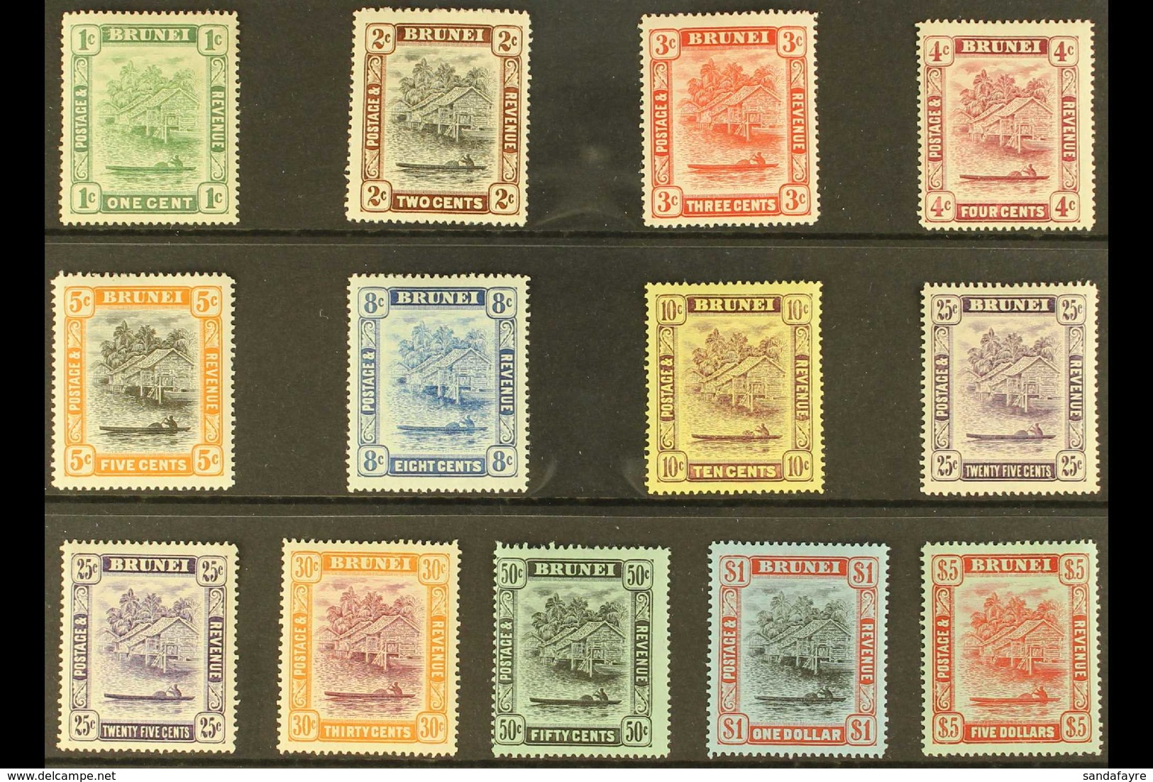 1908-22 MCA Wmk Definitive Set, SG 34/47, Plus 25c Deep Purple Shade, Fine Mint (13 Stamps) For More Images, Please Visi - Brunei (...-1984)