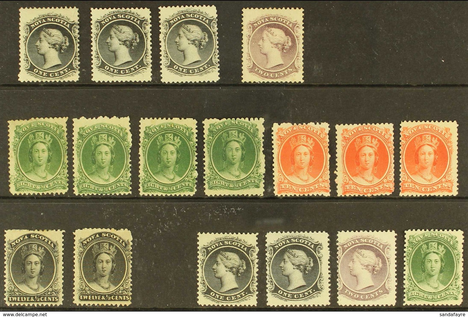 1860-63 MINT SELECTION Presented On A Stock Card That Includes A Yellowish Paper Range To 12½c (set Less 5c) & A White P - Altri & Non Classificati