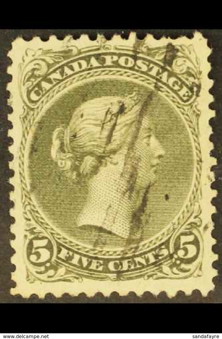 1875 5c Olive Green, Variety Perf 12, SG 63a, Good Used, Short Perf At Top. Cat £800. For More Images, Please Visit Http - Altri & Non Classificati