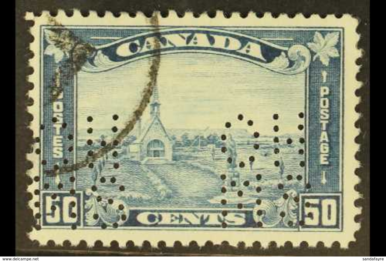 OFFICIAL 1930-31 50c Blue Punctured "O.H.M.S.", SG O55, Very Fine Used. For More Images, Please Visit Http://www.sandafa - Altri & Non Classificati