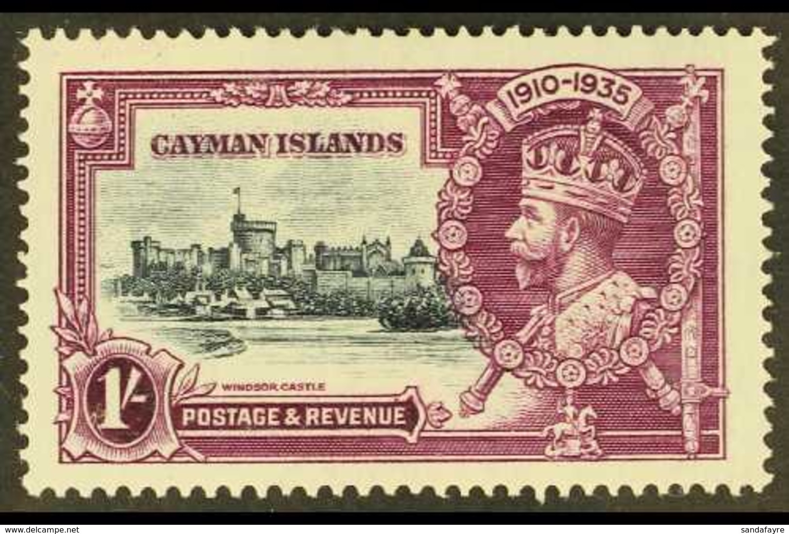 1935 1s Slate & Purple Jubilee With DASH BY TURRET Variety, SG 111i, Very Fine Mint, Very Fresh & Scarce. For More Image - Kaimaninseln