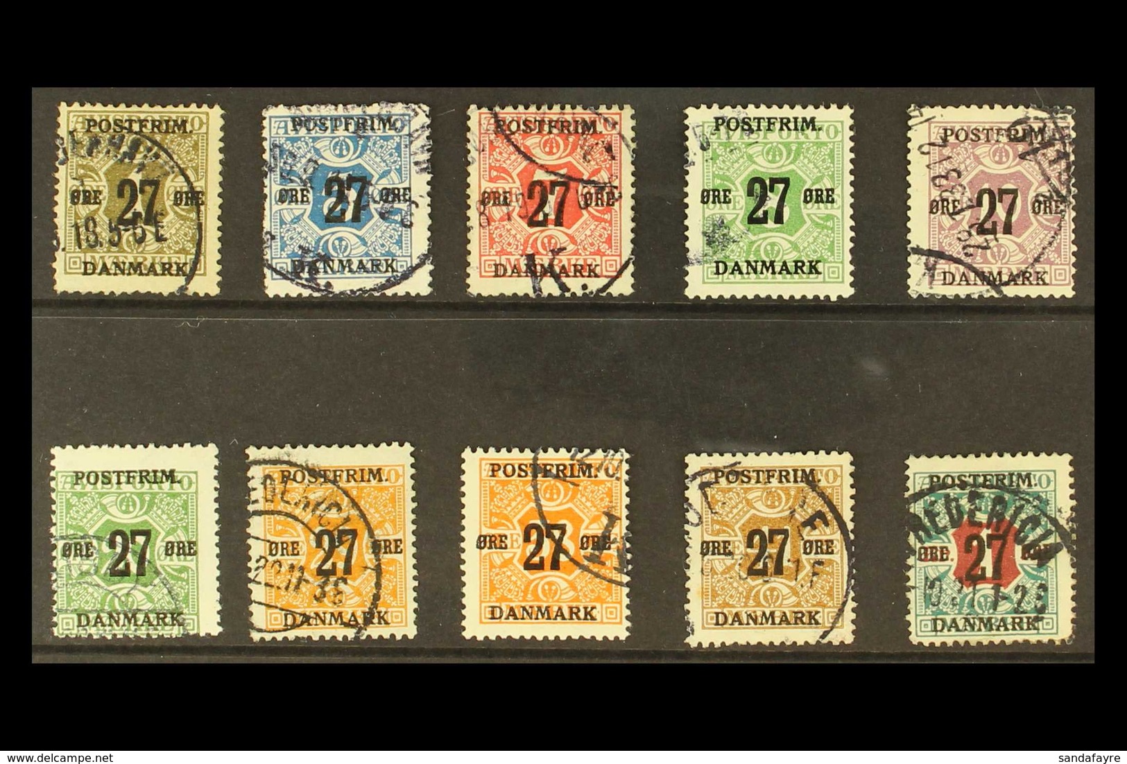 1918 "27" Ore Surcharges On Newspaper Stamps (watermark Crosses) Complete Set, SG 197/206, Fine Used. (10 Stamps) For Mo - Altri & Non Classificati