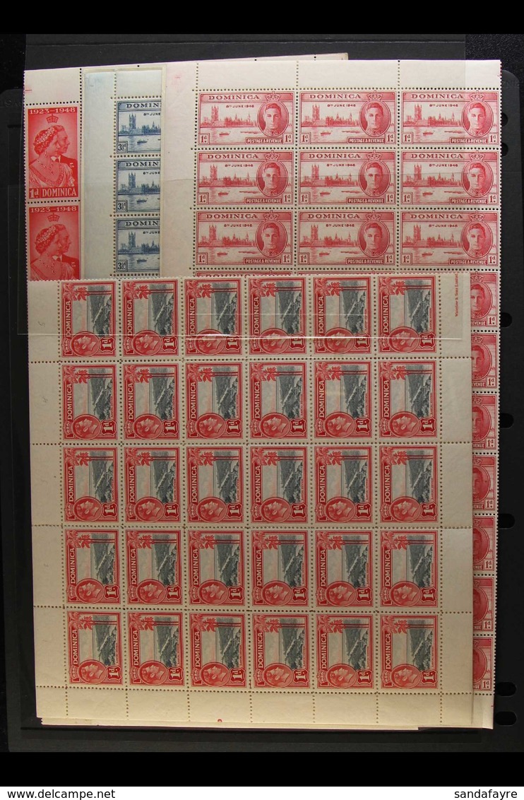 KING GEORGE VI COMPLETE SHEETS Includes 1938-47 1d Grey And Scarlet (SG 100), 1946 Victory Set (SG 110/111) And 1948 Sil - Dominica (...-1978)