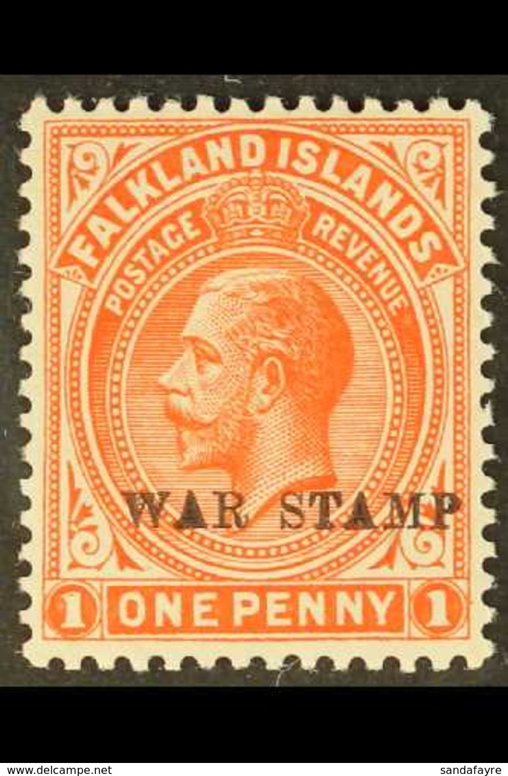 1918-20 "WAR STAMP" 1d Orange-vermilion (on Thick Greyish Paper), SG 71d, Very Fine Never Hinged Mint. For More Images,  - Falkland