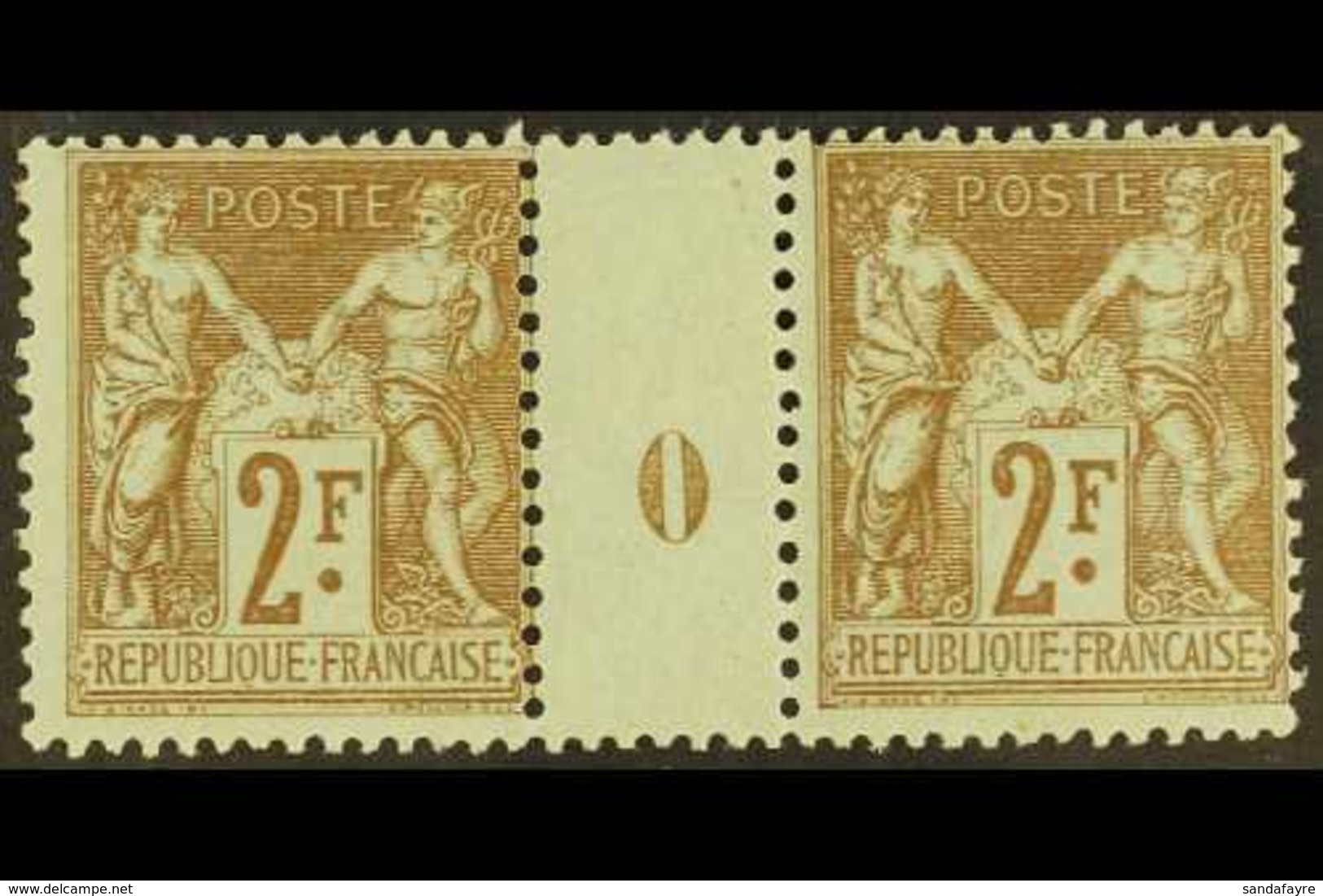 1898-1900 2f Brown On Pale Blue Sage (Yvert 105, SG 287), Fine Mint Horizontal Gutter MILLESIME NUMBER '0' PAIR (both St - Altri & Non Classificati