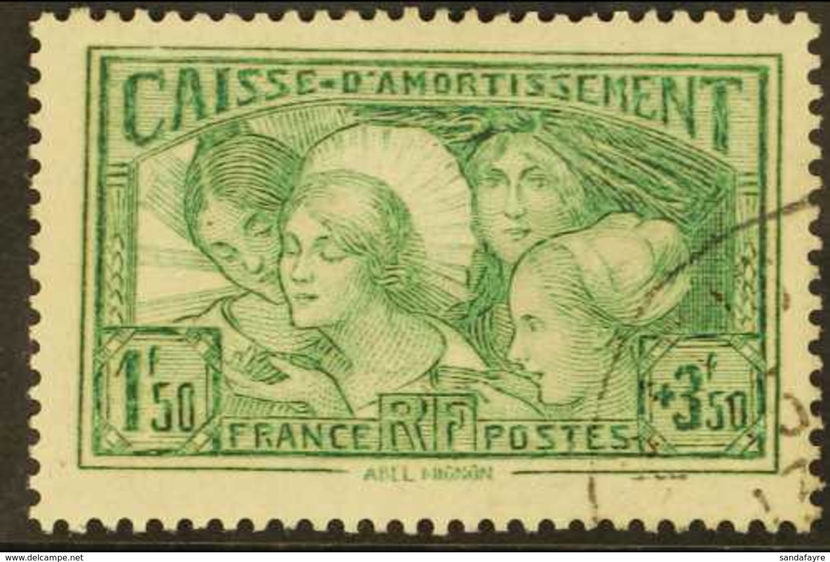 1931 1.50f+3.50f Green Sinking Fund (Yvert 269, SG 493), Very Fine Cds Used, Fresh. For More Images, Please Visit Http:/ - Altri & Non Classificati
