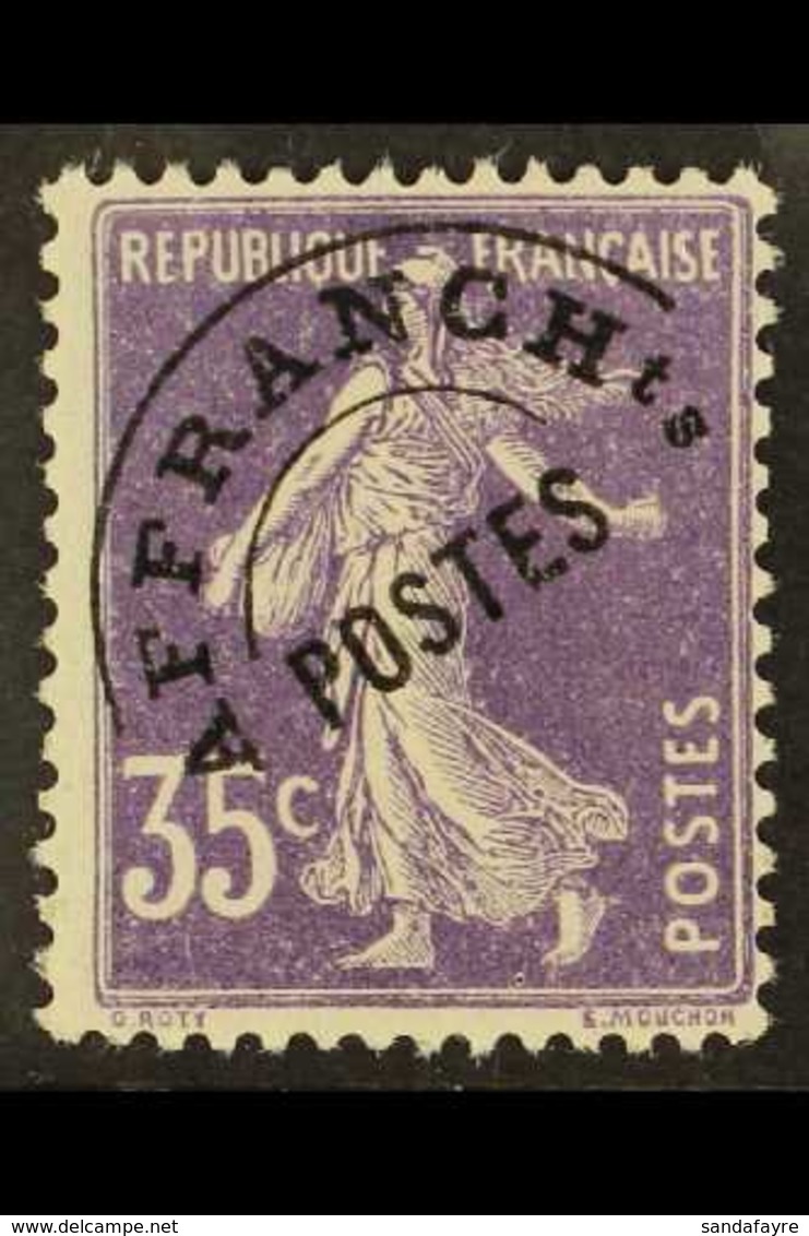 PRECANCELS (PREOBLITERES) 1922-47 35c Violet (Sower/full Background), Yvert 62, Never Hinged Mint For More Images, Pleas - Sonstige & Ohne Zuordnung