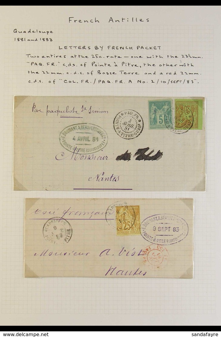GENERAL ISSUES USED IN GUADELOUPE ON COVERS 1880-1890 Interesting Collection Of Covers, Entires & Entire Letters Address - Altri & Non Classificati