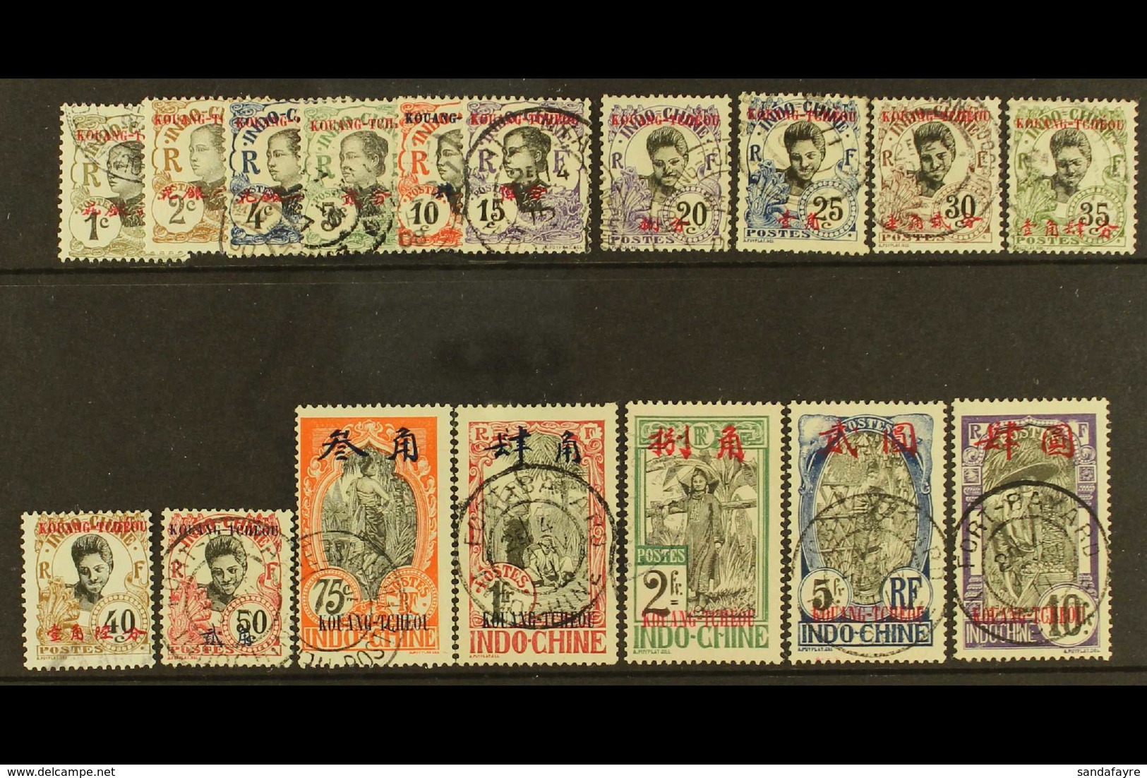 KOUANG-TCHEOU 1908 "KOUANG-TCHEOU" Overprints, complete Set, Yvert 18/34, SG 18/34, Very Fine Used (17 Stamps). For More - Altri & Non Classificati