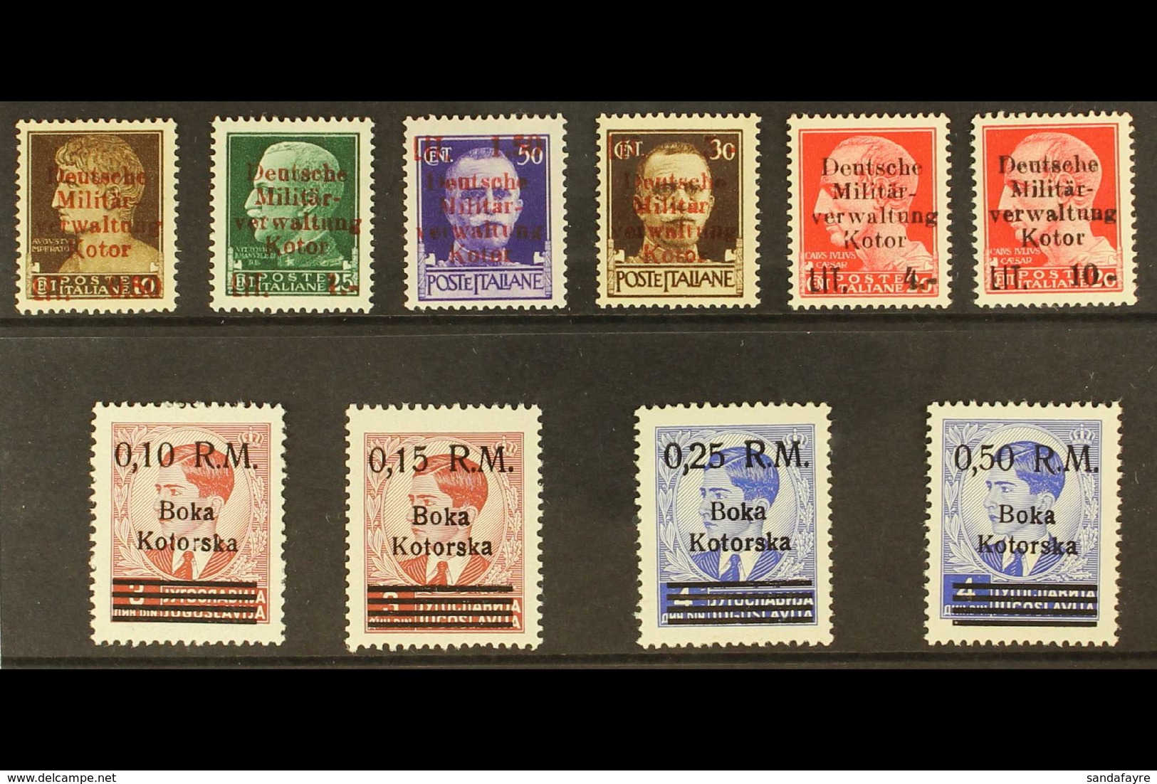 KOTOR 1944 Surcharges Complete Collection, All Never Hinged Mint & Superb (10 Stamps)  For More Images, Please Visit Htt - Altri & Non Classificati