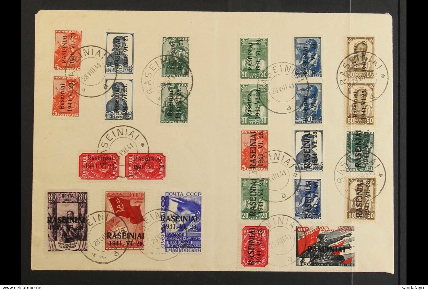 RASEINIAI (ROSSINGEN) 1941 Small Stamps With Overprint Types I, II & III Complete (21 Stamps, The Types I & II In Se-ten - Altri & Non Classificati