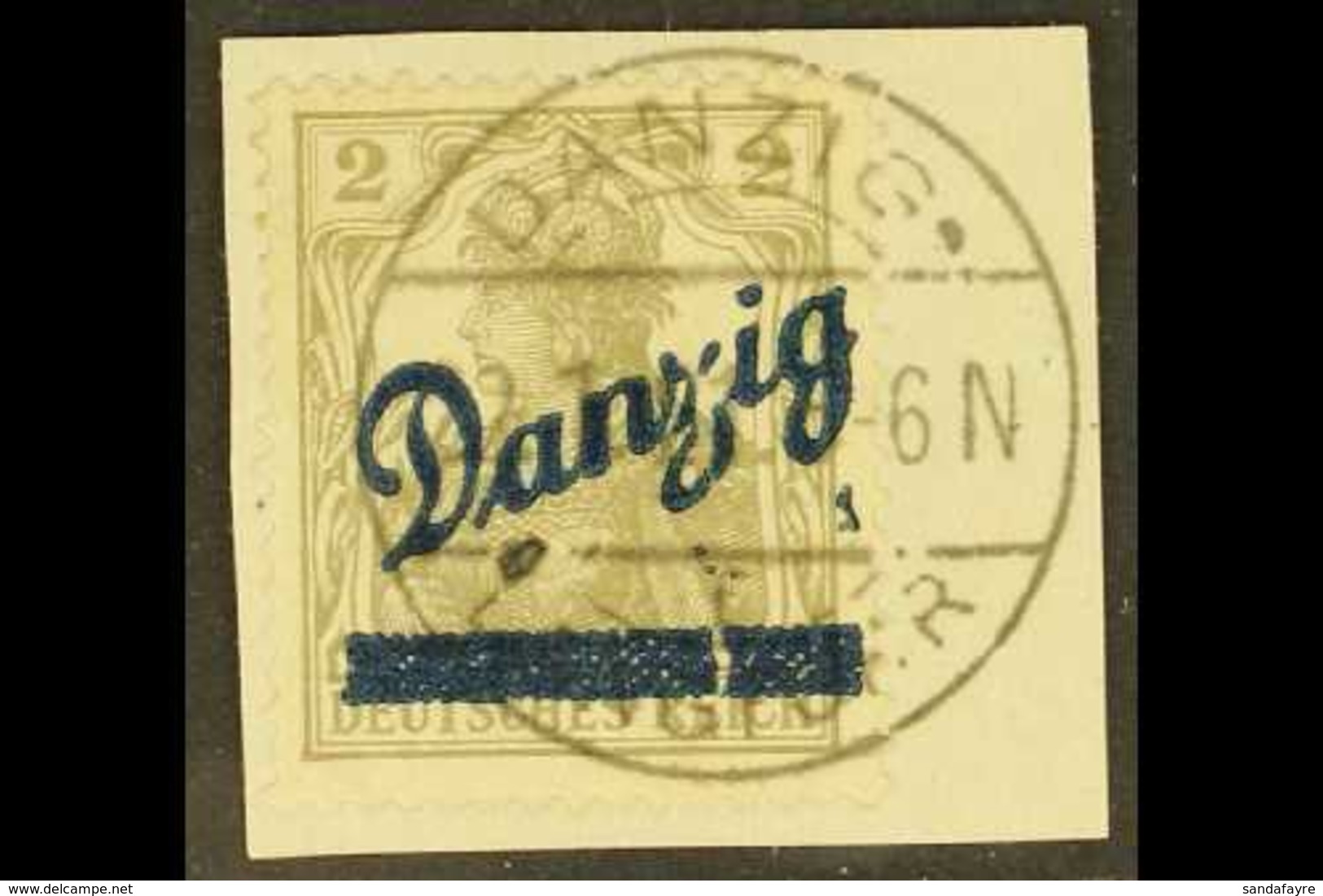 1920 (30 AUG) 2pf Grey Gerrnania With Diagonal "Danzig" And Bar Overprint, Listed Variety Showing "Z" IN DANZIG BROKEN A - Altri & Non Classificati