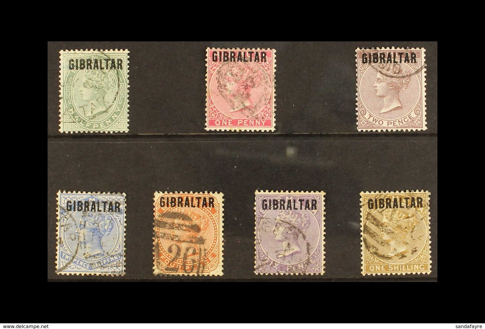 1886 "GIBRALTAR" Overprinted Stamps Of Bermuda Complete Set, SG 1/7, Fine Used (7 Stamps) For More Images, Please Visit  - Gibilterra
