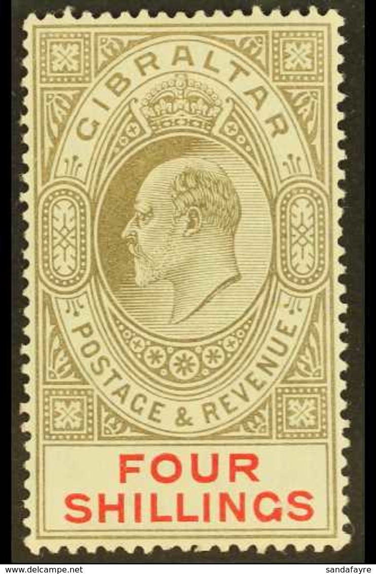 1906-11 4s Black & Carmine, SG 73, Fine Mint For More Images, Please Visit Http://www.sandafayre.com/itemdetails.aspx?s= - Gibilterra