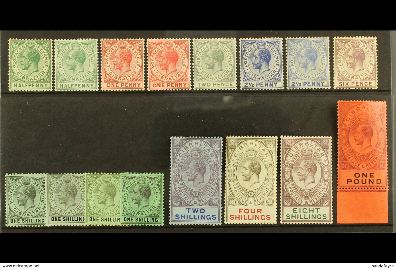 1912-24 MCA Wmk Set With Most Listed Shade Variants, SG 76/85, Fine Mint (16 Stamps) For More Images, Please Visit Http: - Gibilterra