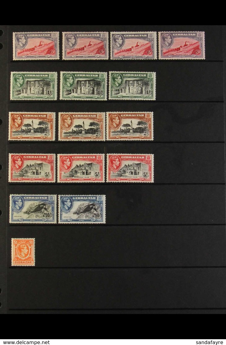 1938-51 KGVI DEFINITIVES Fine Mint, With The Basic Set, SG 121/131, And Many Additional Perf Changes And Shades Incl. 1½ - Gibilterra