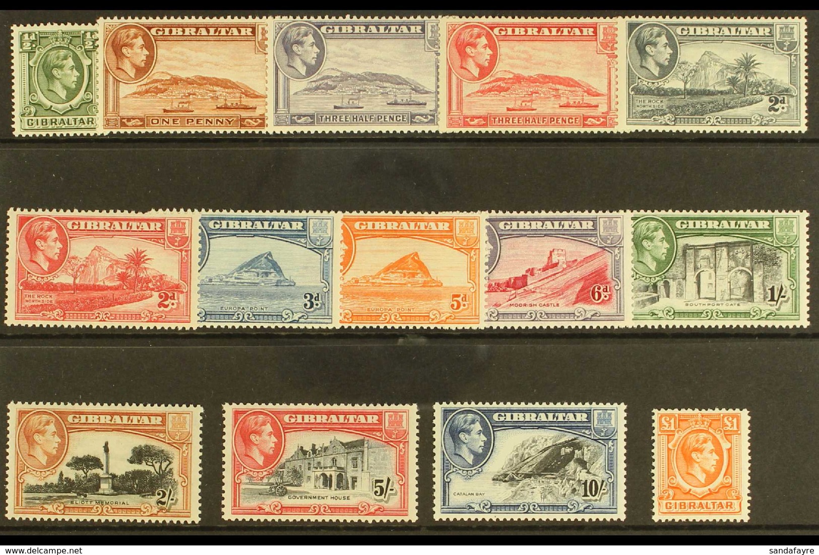 1938-51 Pictorial Definitive Set, SG 121/31, Very Fine Lightly Hinged Mint (14 Stamps) For More Images, Please Visit Htt - Gibilterra
