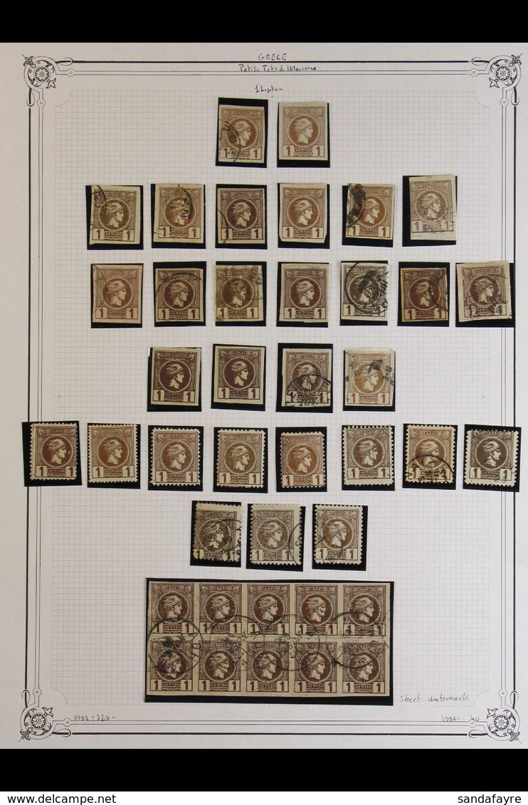 1886-1895 SMALL HERMES HEADS. An Interesting Collection/accumulation In Hingeless Mounts On Leaves, Some Mint/unused But - Altri & Non Classificati