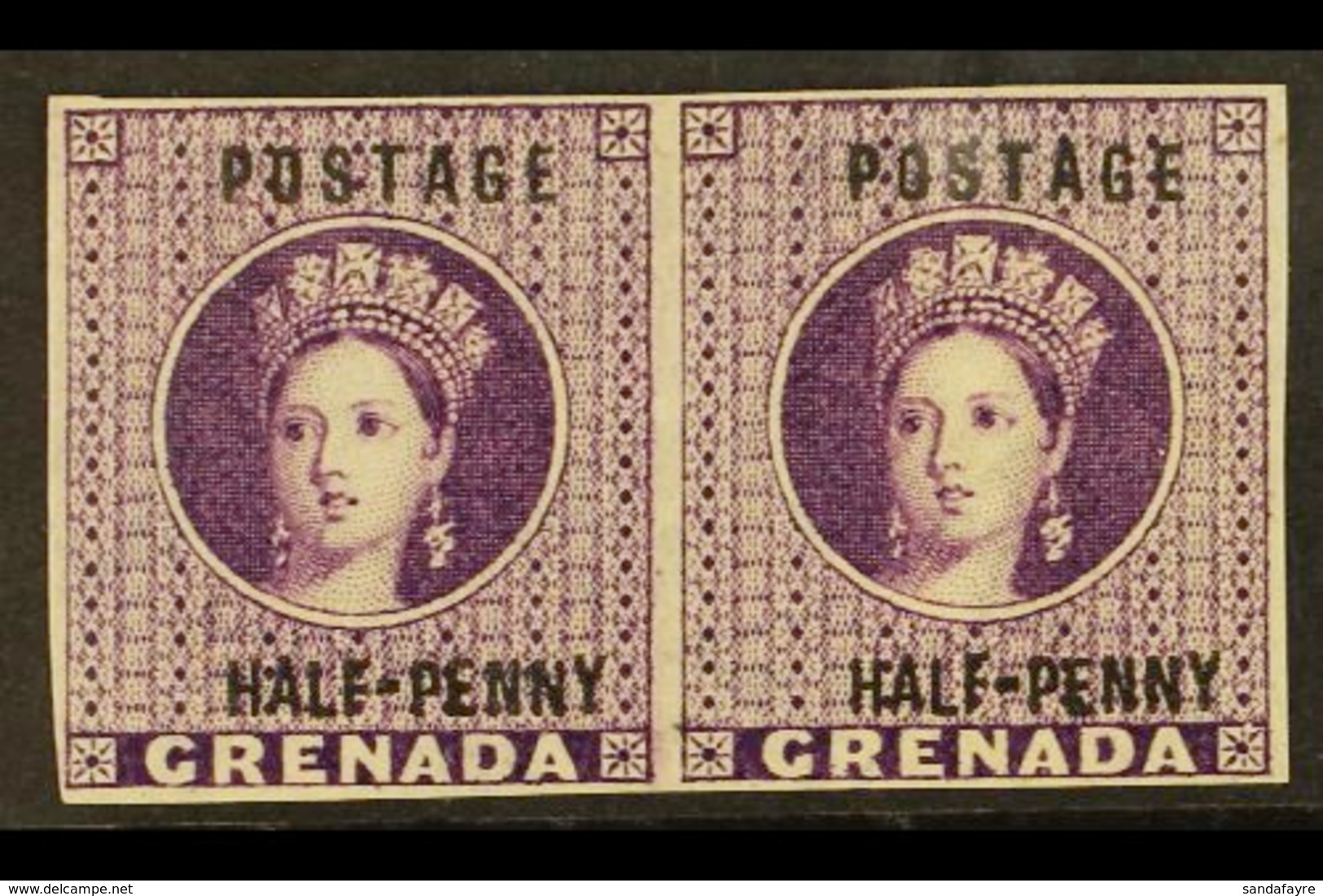 1881 ½d Deep Mauve, Wmk Large Star, Variety "Imperf Pair", SG 21a, Very Fine And Fresh Mint No Gum. For More Images, Ple - Grenada (...-1974)