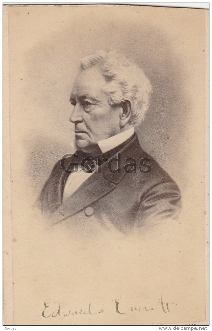 US - Edward Everett - Senator - Original Signiture - Photo 60x95mm - Fotos Dedicadas