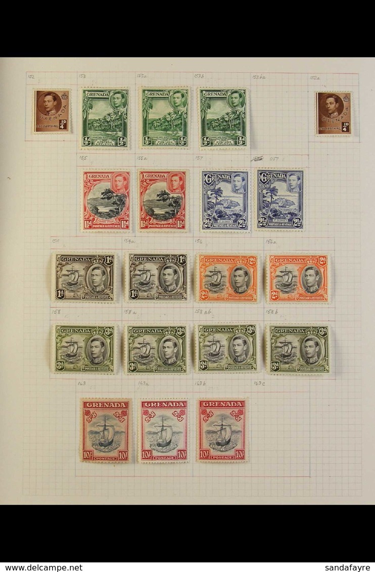 1937-51 KGVI COLLECTION Of Mainly Mint Issues On Pages In Original 1970's Auction Folder,  With 1938-50 Set With Shades  - Grenada (...-1974)