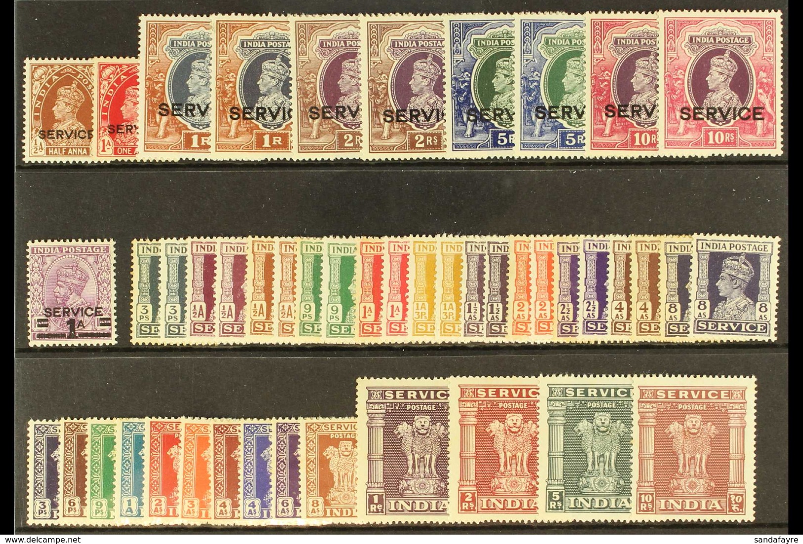 OFFICIALS 1937-51 MINT COLLECTION On A Stock Card That Includes 1937-39 Set (less 9p) With Shades Of Each Rupee Value, 1 - Altri & Non Classificati