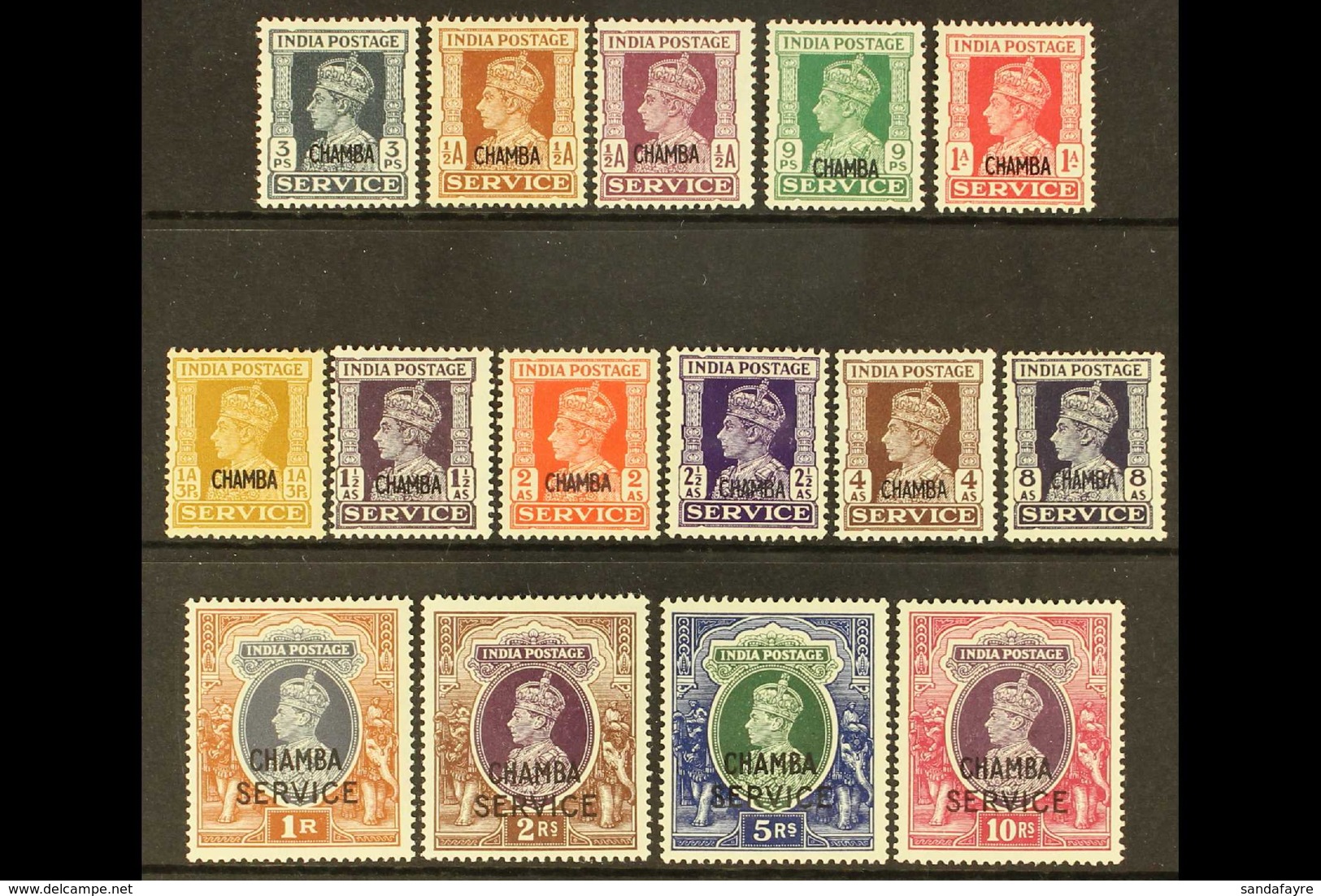 CHAMBA OFFICIALS. 1940-43 Opt'd Set, SG O72/O86, Fine Mint With Some Tiny Imperfections. (15 Stamps) For More Images, Pl - Altri & Non Classificati