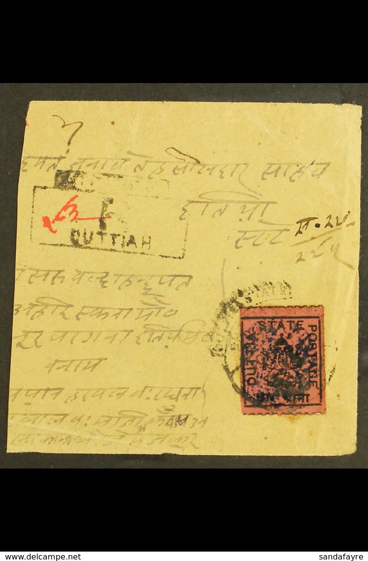 DUTTIA 1899 - 1906 4a Black On Deep Rose, SG 20 Tied To Large Part Native Registered Cover By Hooded Duttia State Cds Wi - Altri & Non Classificati