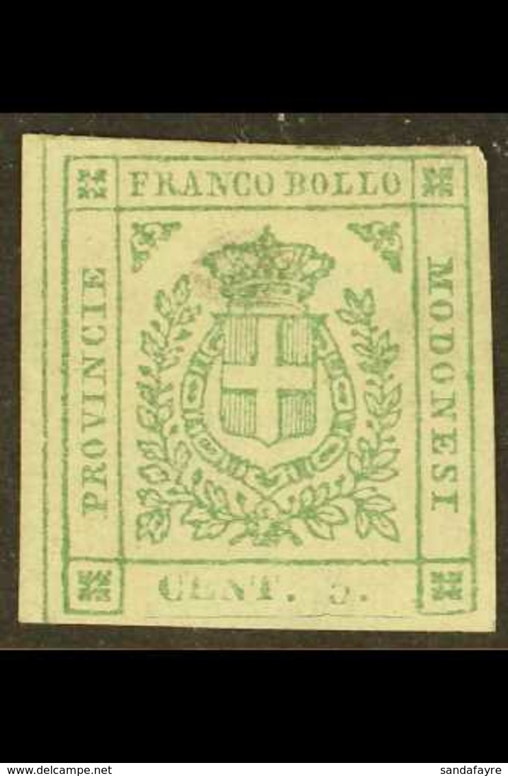 MODENA 1859 5c Green, Provisional Govt, Sass 12, Fine Mint Og, Small Older Hinge Remnant. Cat €2400 (£2100) For More Ima - Non Classificati