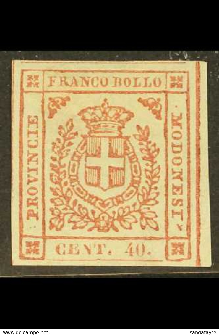 MODENA 1859 40c Rose Carmine, Provisional Govt, Sass 17, Superb Mint Og.  For More Images, Please Visit Http://www.sanda - Non Classificati