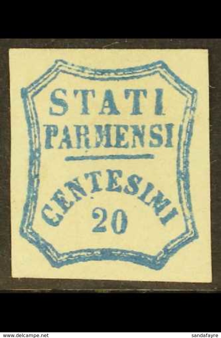 PARMA 1859 20c Bright Blue, 2nd Printing, Sassone 15, Mint Large Part OG. A Beautiful Example, Cat €2000. For More Image - Non Classificati