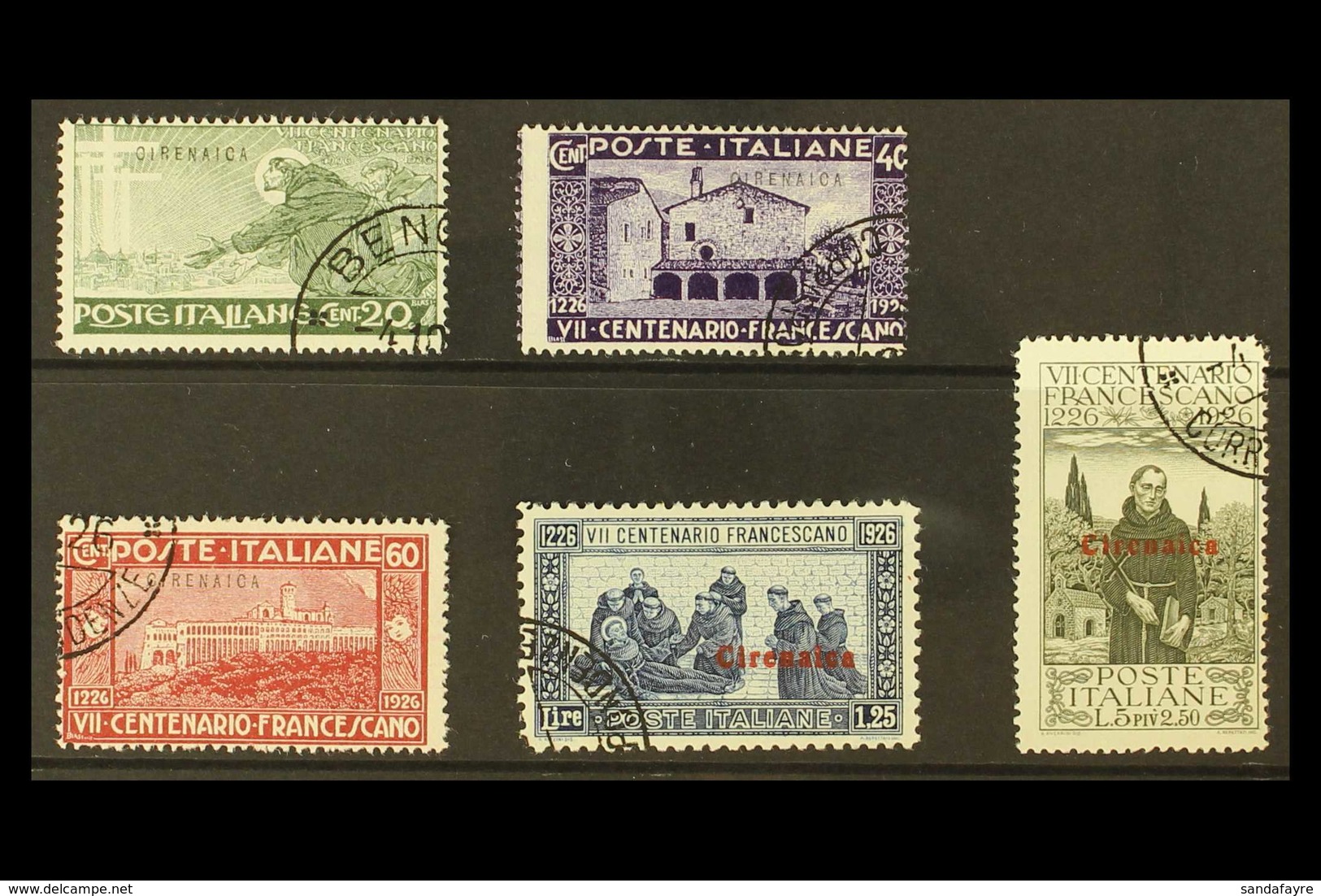 CYRENAICA 1926 St Francis Of Assisi Complete Set (Sass S. 8, SG 25/29), Fine Used. (5 Stamps) For More Images, Please Vi - Altri & Non Classificati