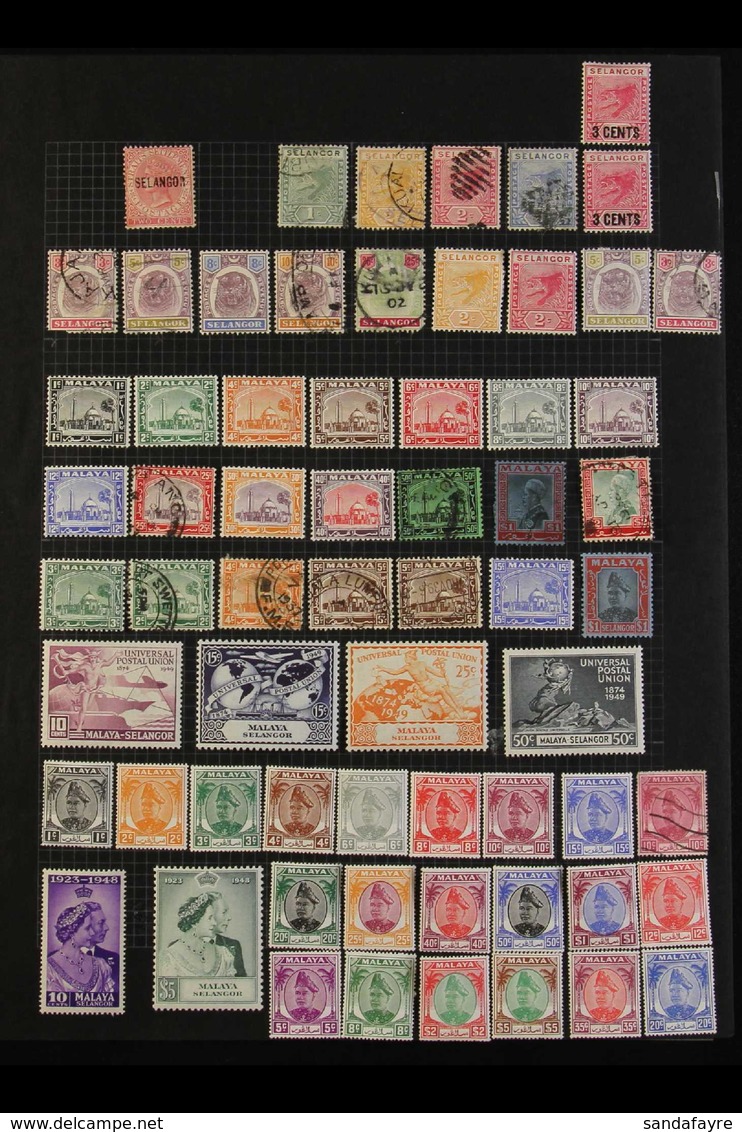 SELANGOR 1885-1955 MOSTLY MINT COLLECTION Incl. 1885-91 2c Ovpt Mint, 1895-9 5c & 8c Mint, 1935-41 To 40c Mint Plus $2 U - Altri & Non Classificati