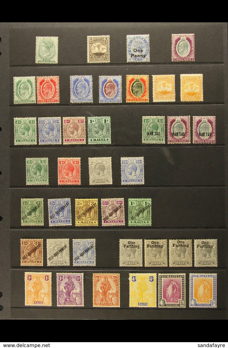 1885-1950 MINT COLLECTION On Stock Pages. Includes 1899-1901 4½d, 1904-14 Range To 4½d Inc 2½d, KGV 1914-21 Range To 1s, - Malta (...-1964)