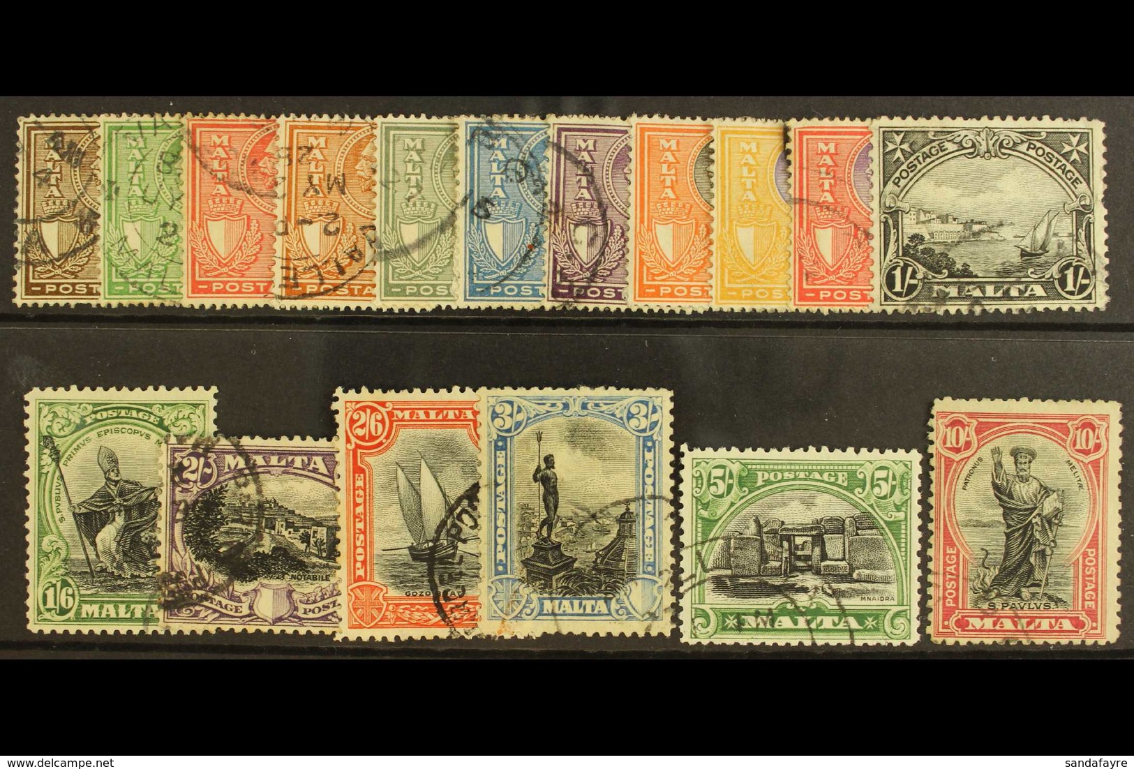 1926 St. Paul Set Complete, SG 157/72, Fine To Very Fine Used. (17 Stamps) For More Images, Please Visit Http://www.sand - Malta (...-1964)