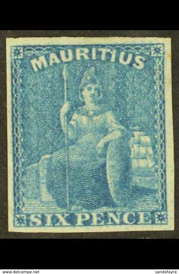 1859 6d Blue, "Britannia", SG 32, Very Fine Unused, Small Part Og. Lovely Colour And Good Margins All Round. Scarce Stam - Mauritius (...-1967)