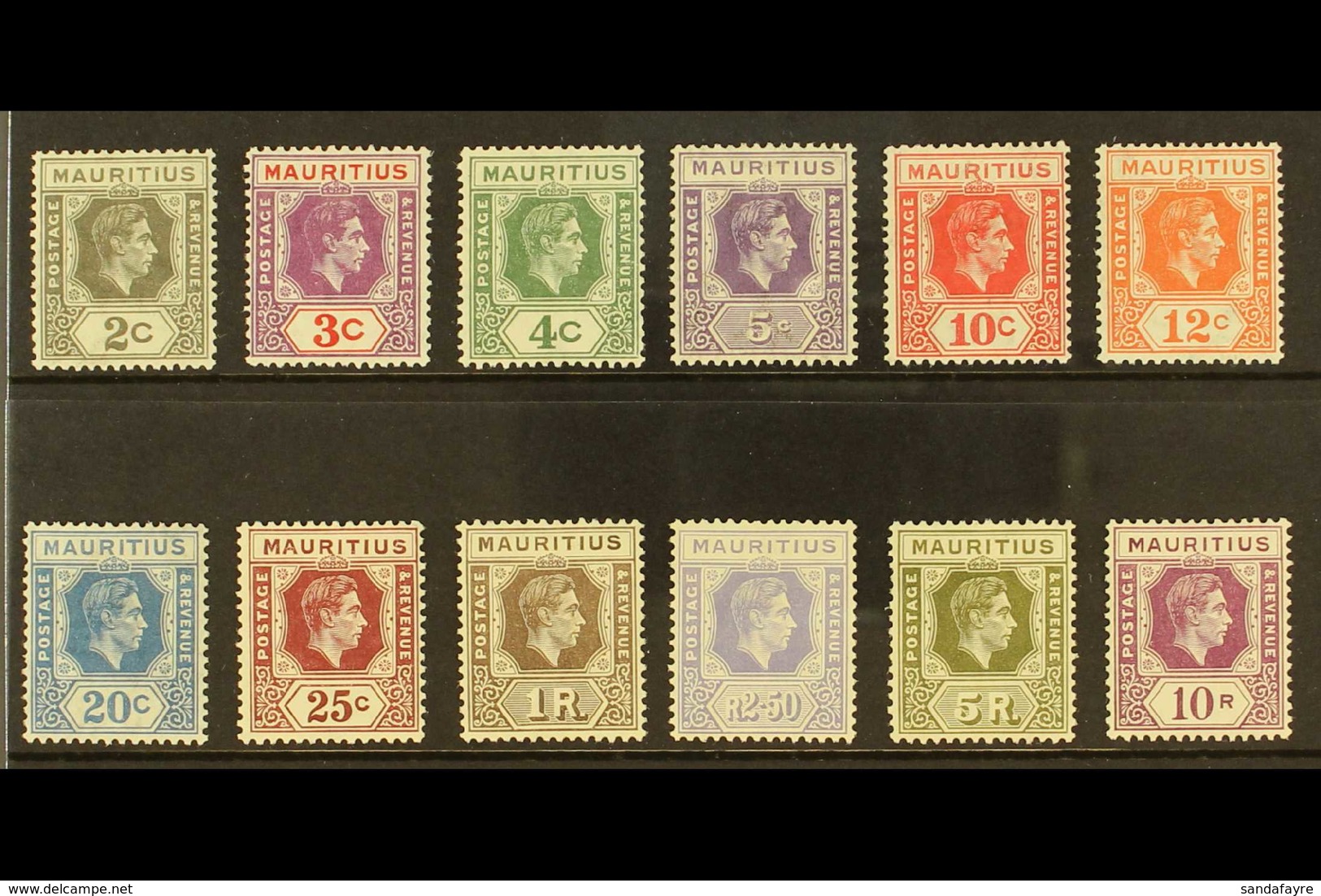 1938-49 Definitives Complete Set, SG 252/63a, Very Fine Mint (the 5c With Thin). Cat £120 (12 Stamps) For More Images, P - Mauritius (...-1967)