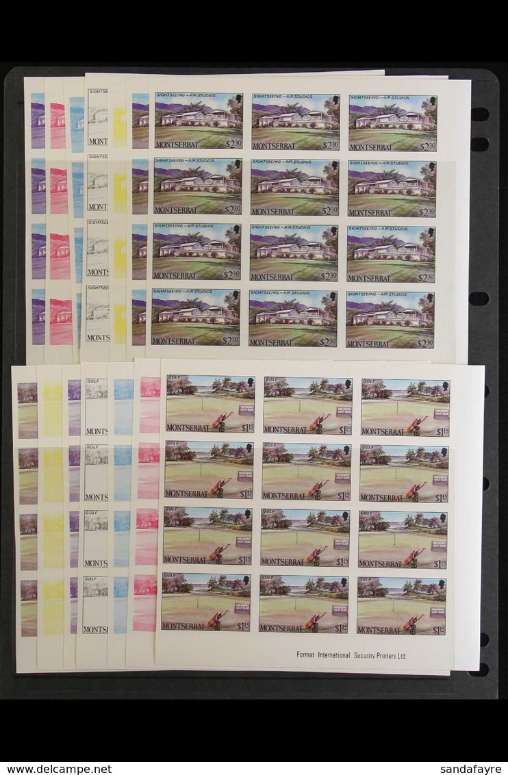 1986 IMPERF PROGRESSIVE COLOUR IMPRINT BLOCK PROOFS. An Attractive, Never Hinged Mint Collection Of IMPERF PROOFS Of The - Montserrat