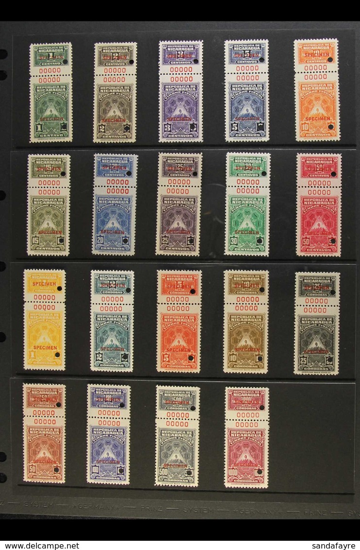 REVENUE STAMPS - SPECIMEN OVERPRINTS American Bank Note Company "Timbre Fiscal" (with Coupon And "00000" Control) Comple - Nicaragua