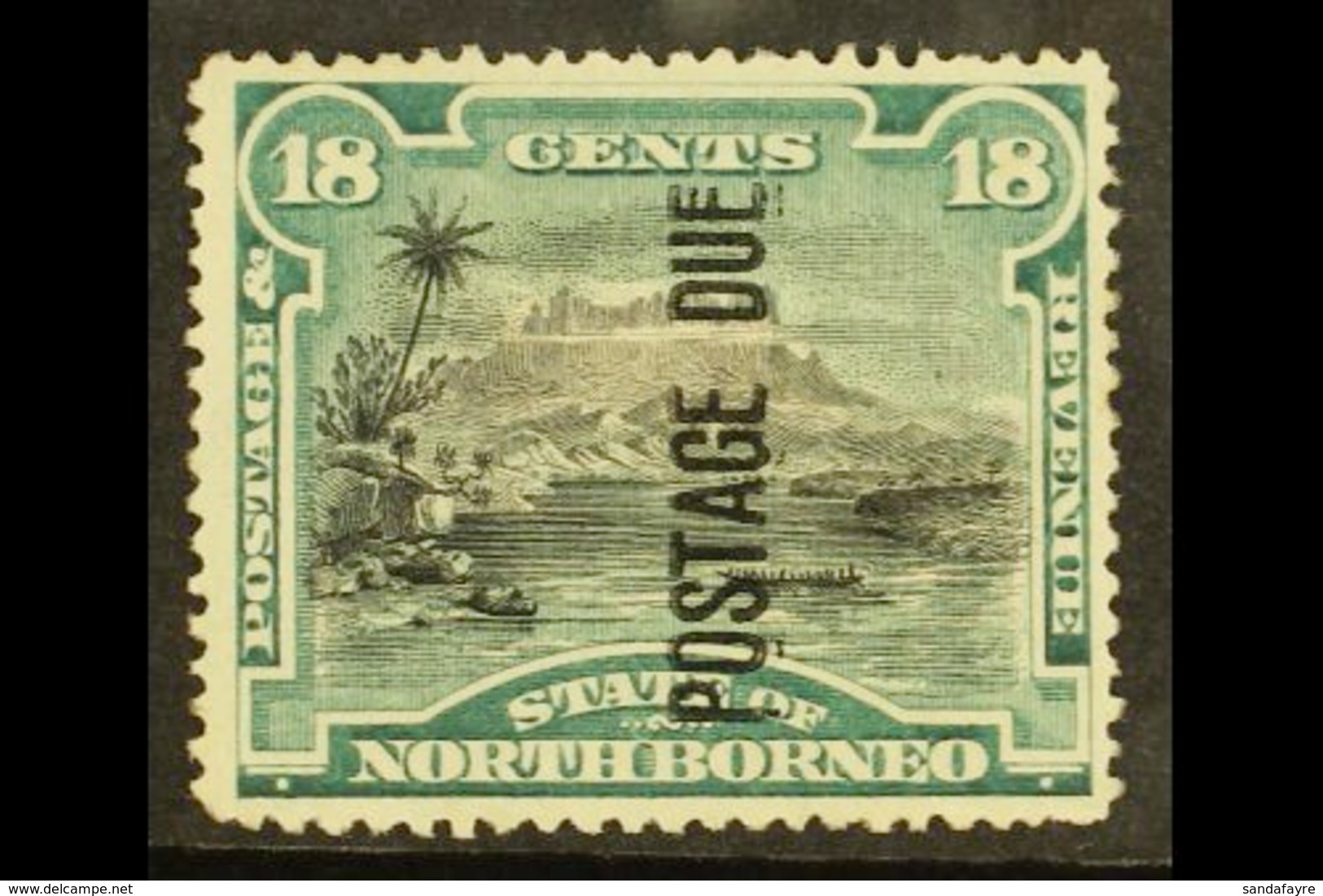 POSTAGE DUES 18c Black And Deep Green, Ovpt Vertical Reading Up, SG D10c, Very Fine Mint. For More Images, Please Visit  - Borneo Del Nord (...-1963)