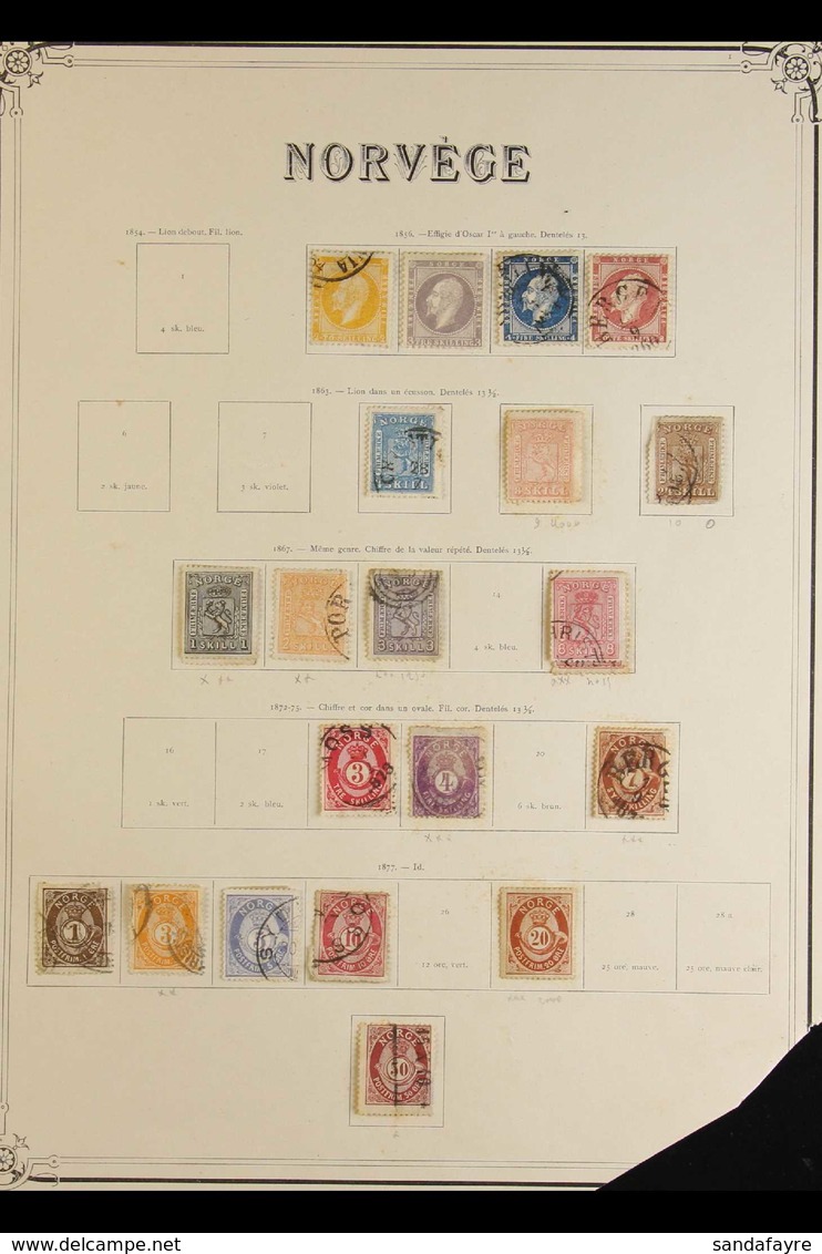 1856-1917 USED COLLECTION CAT £1800+ An Old Time Collection On Ancient Printed Pages That Includes 1856-7 King Oscar Set - Altri & Non Classificati