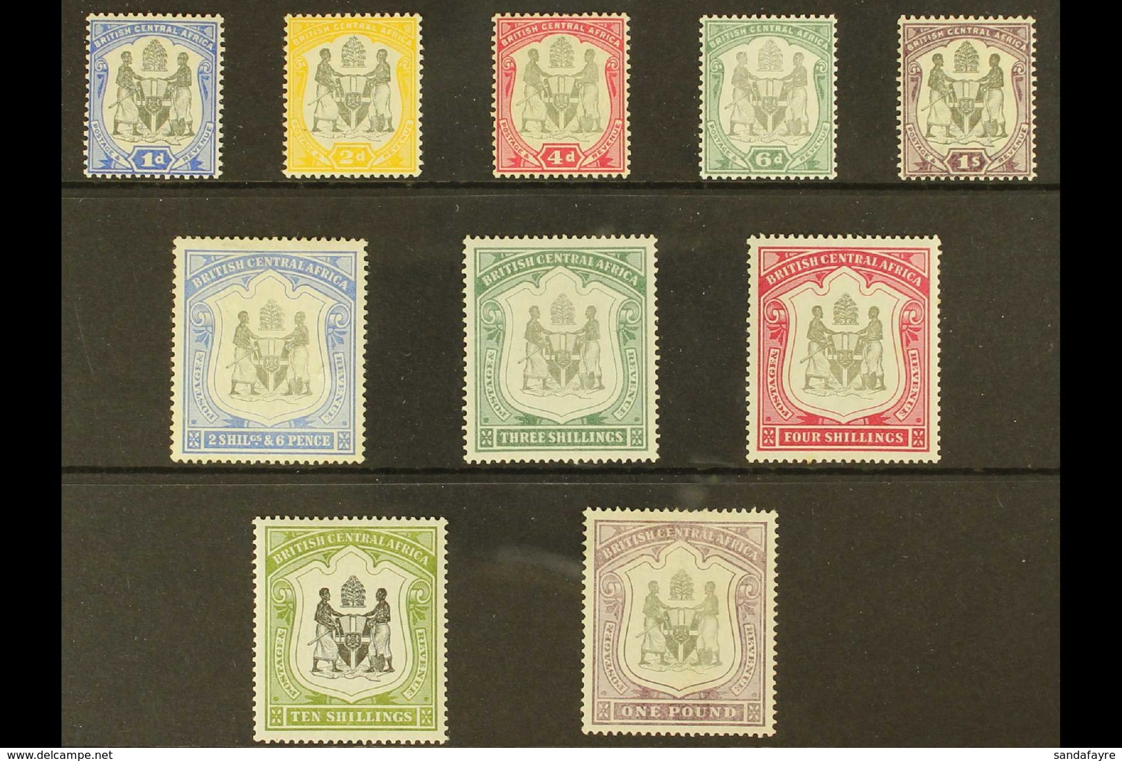 1897-00 Arms Set To £1 Complete, SG 43/51, Very Fine Mint. A Scarce Set (10 Stamps) For More Images, Please Visit Http:/ - Nyassaland (1907-1953)