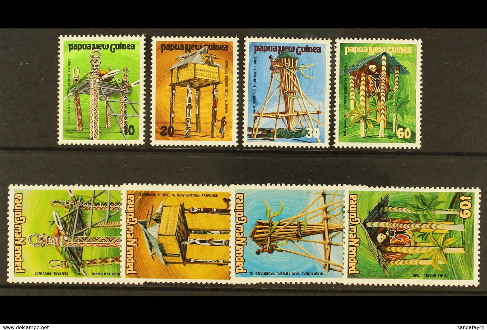 1985 Ceremonial Structures, "leaked" Set In Smaller Format, As SG 496/9 (see Footnote), Never Hinged Mint, Accompanied B - Papua Nuova Guinea