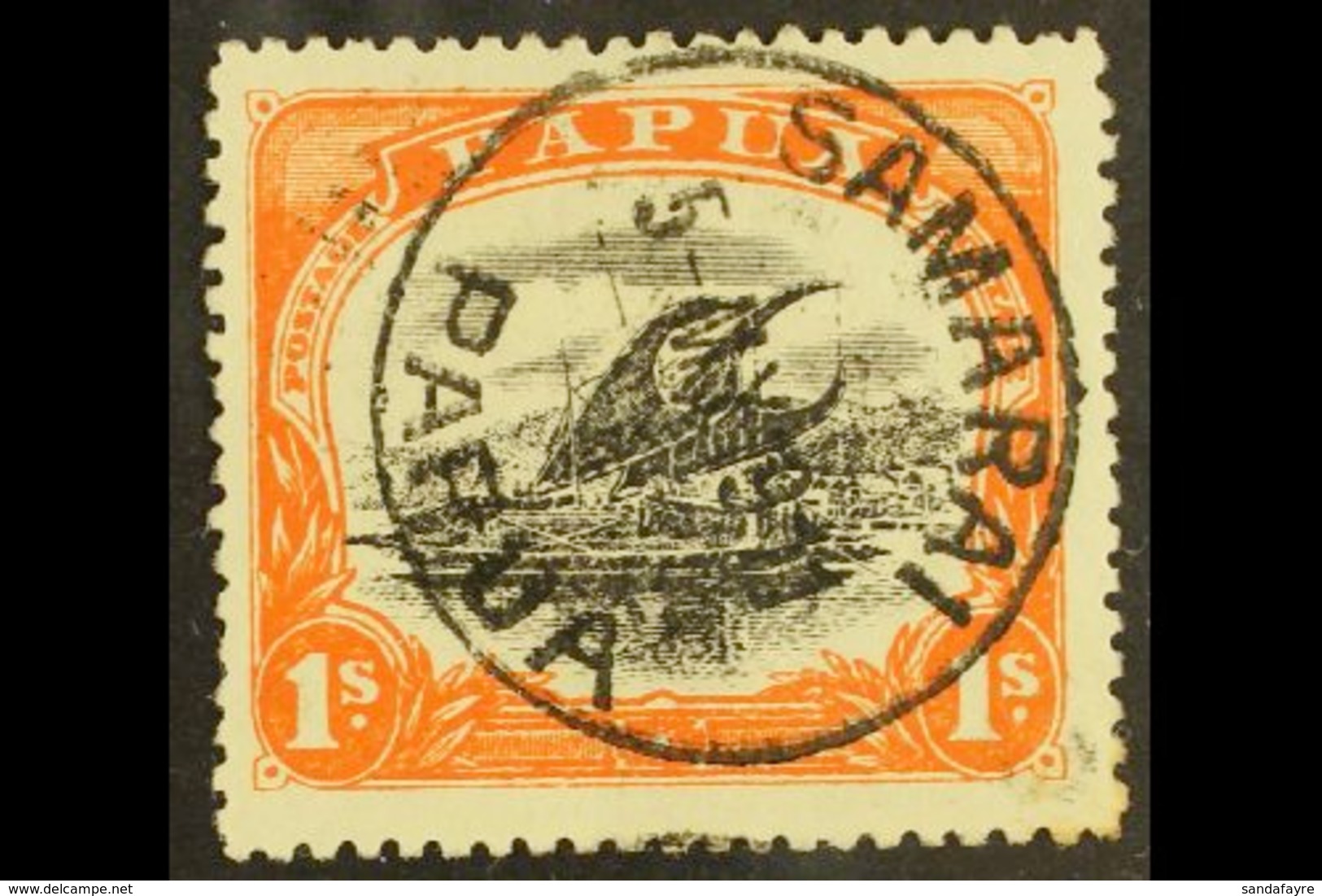 1907 1s Black And Orange, Small Papua, P.12½, SG 58, Very Fine Used Samarai Cds. For More Images, Please Visit Http://ww - Papua-Neuguinea