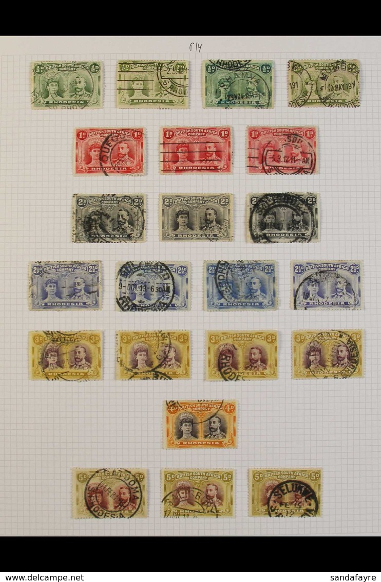 1910-1913 GOOD USED "DOUBLE HEADS" COLLECTION. Neatly Arranged On Leaves Including 1910-13 Perf 14 ½d (x4), 1d (x3), 2d  - Sonstige & Ohne Zuordnung