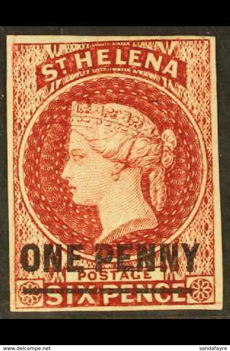 1863 1d Lake, Type A, Imperforate, SG 3, Fine Mint, Four Margins. For More Images, Please Visit Http://www.sandafayre.co - Isola Di Sant'Elena